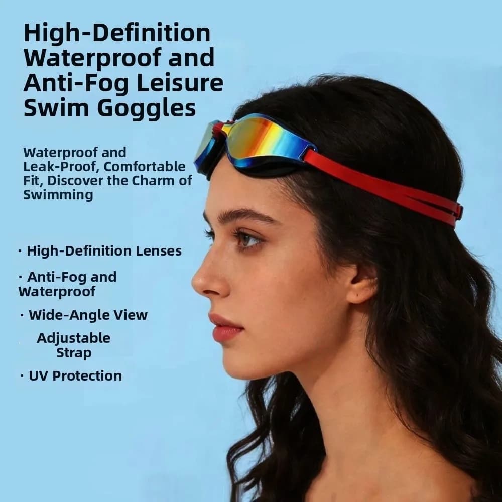 HD Vision Adult Swimming Goggles Adjustable UV Protection Anti-fog Diving Goggles Electroplated Wide View Swim Glasses