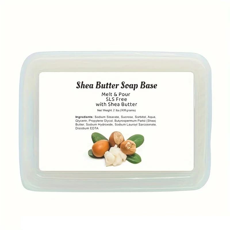 Base di sapone al burro di karitè da 2 libbre/908g per la produzione di sapone, Base di sapone per versare e sciogliere con contenitore, supporto per la produzione di sapone alla glicerina senza SLS/SLES