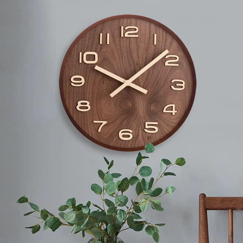 Modern wooden wall clocks, silent 3D digital wall clocks, watches decorated with simple and natural wood veins