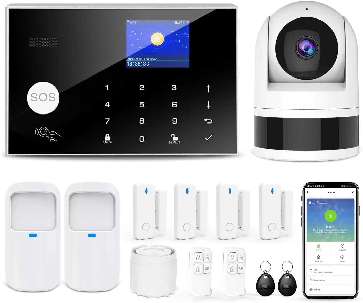 Kit Sistema di Allarme Domestico WiFi GSM Tugard con Telecamera, APP e Telecomando, Sensore per Porte e Finestre per Sicurezza Domestica