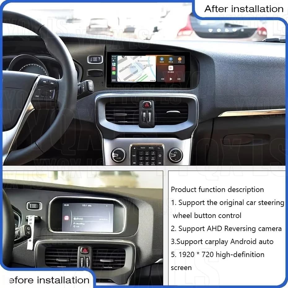 Per Volvo V40 2011-2018 Carplay Android schermo 1920*720 QLED 8Core Lettore multimediale per auto Stereo Radio sistemi auto intelligenti