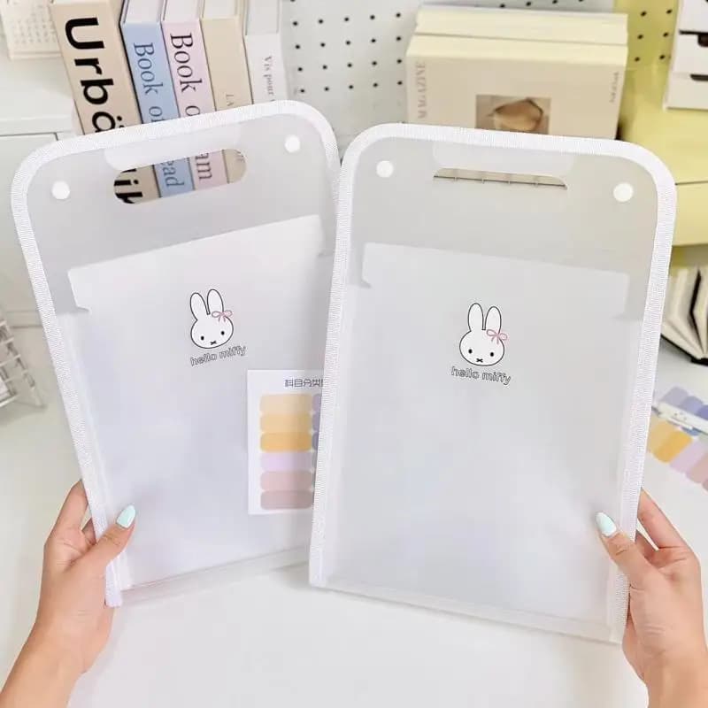 Miffy A4 Handcarry Expanding File Folder Multi Layer Pp Document Organizer Cute Cartoon Paper Storage Pouch Stationery
