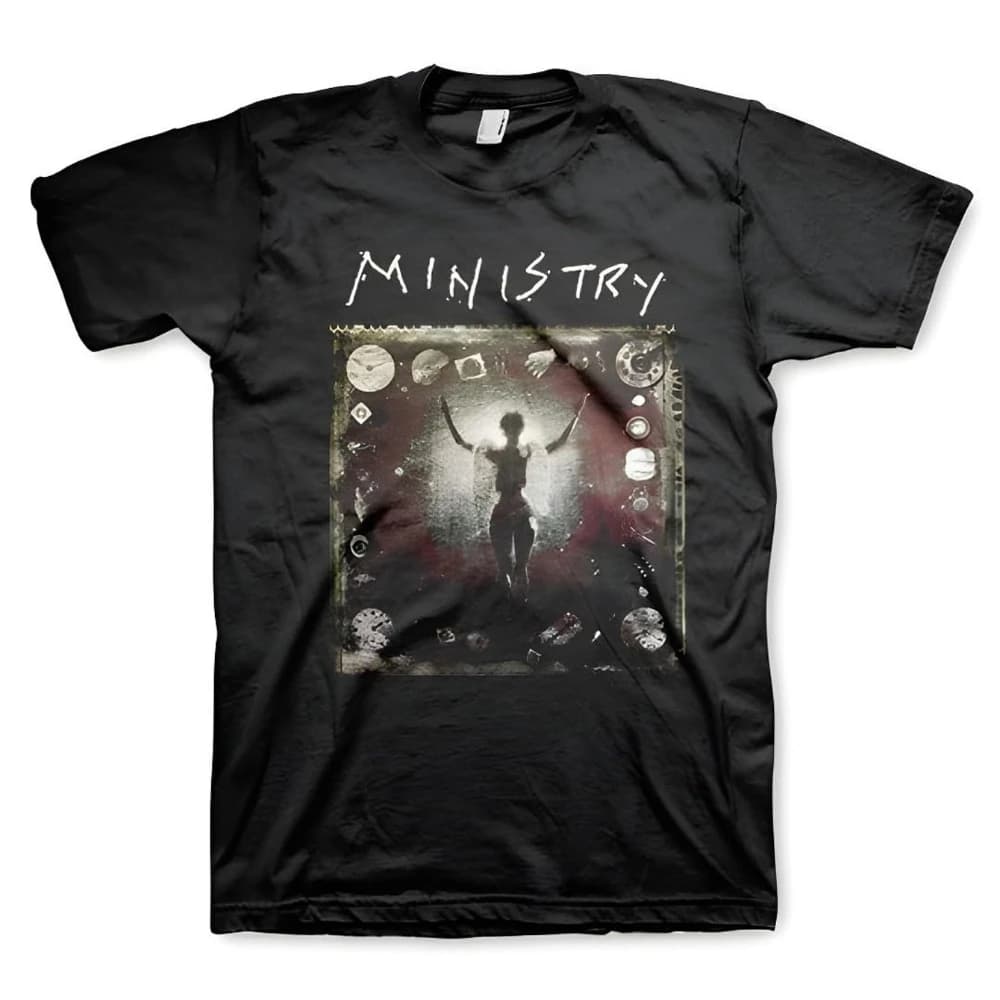 Ministry Industrial Metal Band T-Shirt 220gsm Black Tee Bold MINISTRY Logo Lettering Loose Fit Unisex Shirt for Men Women