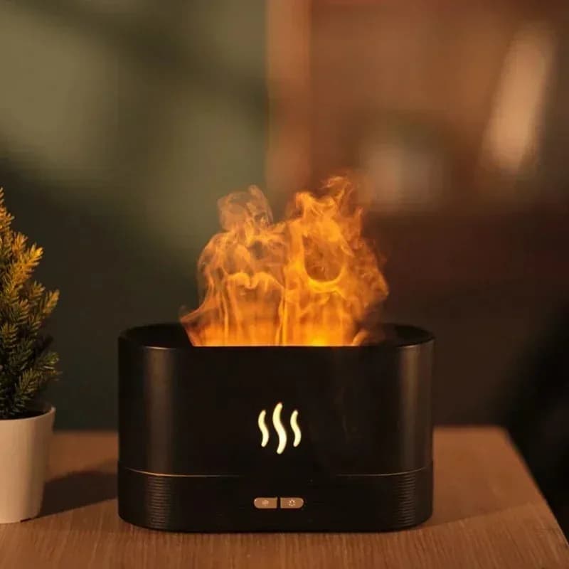 Umidificatore USB Creativo a Fiamma con Spegnimento Automatico Intelligente e Diffusore di Aromi, Luce Notturna LED per Scrivania, Idea Regalo