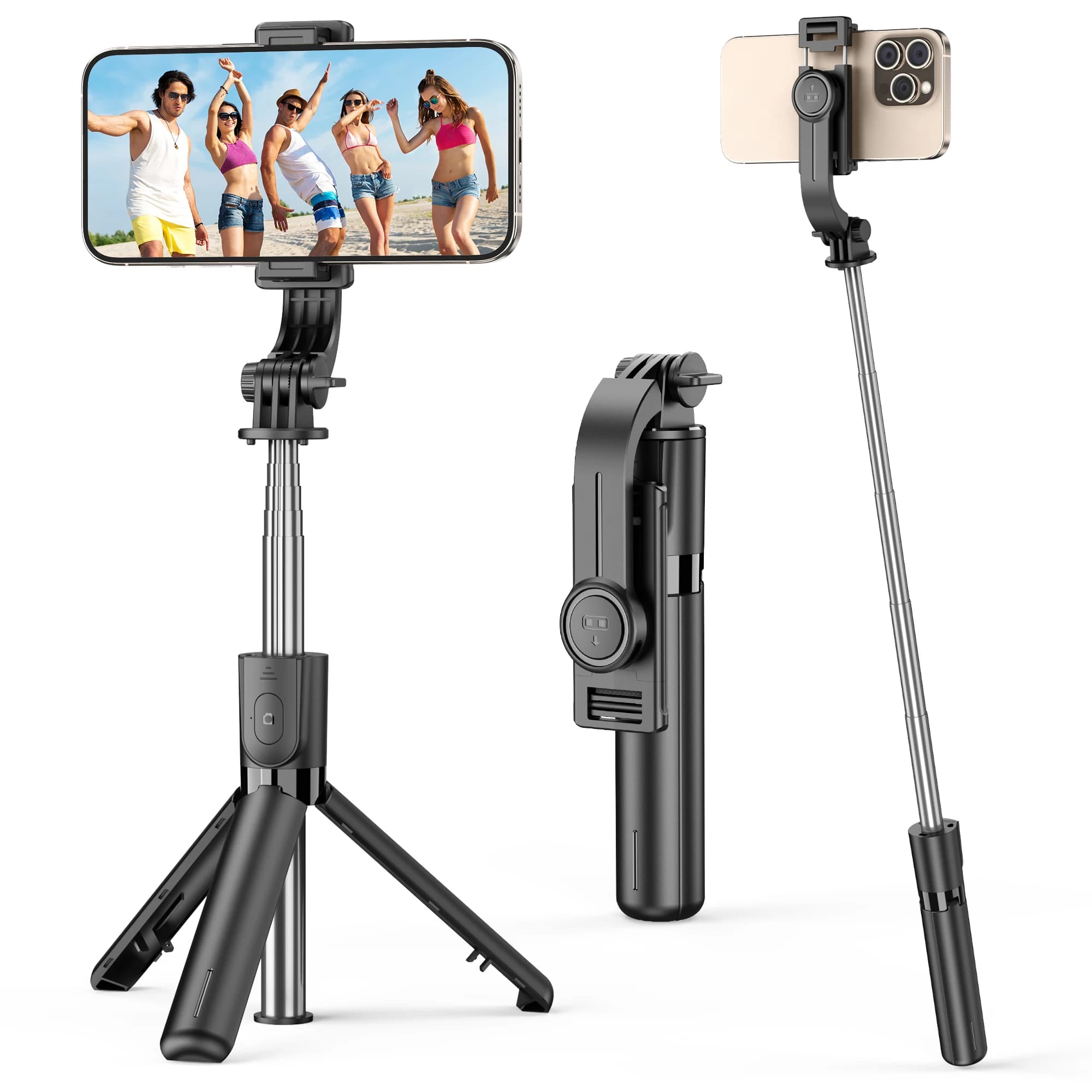 F01 Treppiede per selfie stick Supporto per telefono Mini treppiede portatile portatile da tavolo con stabilizzatore Bluetooth wireless per iPhone Android