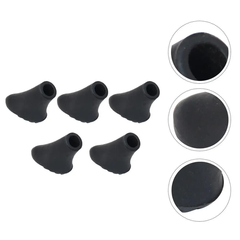 5Pcs Walking Stick Head Protectors Thickened Rubber Trekking Pole Tips High Friction Grip for Hard Ground Pavement Rocks Balance