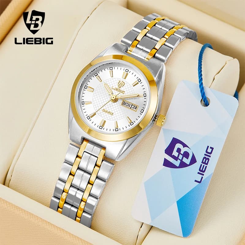 LIEBIG Luxury Stainless Steel Watches Fashionable Men's Watch Now Date Waterproof Quartz Watch Men's Watch Reloj Hombre