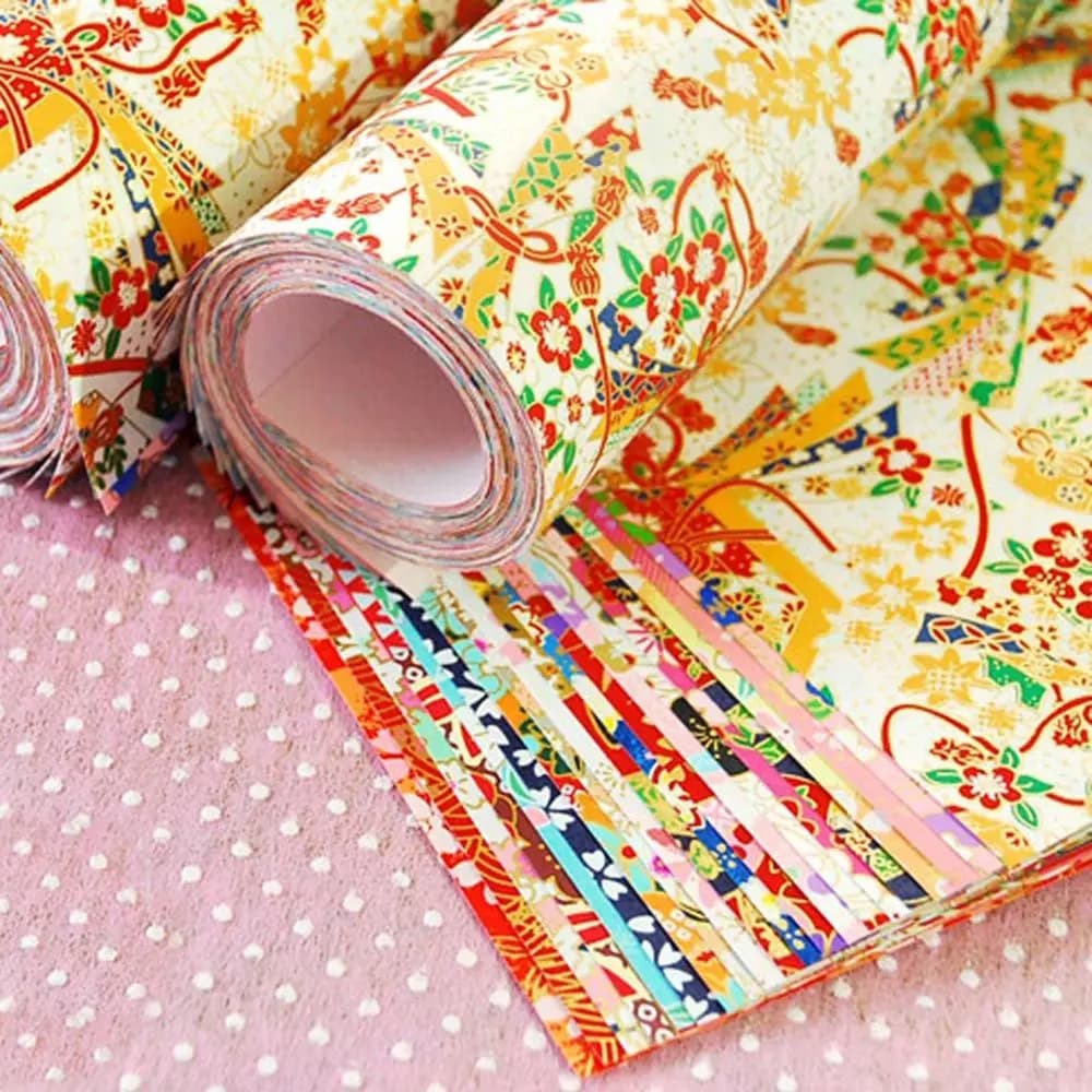 Japanese Style Gold Lines Flower DIY Crane Decorative Scrapbook Decor Handmade Origami Craft Paper