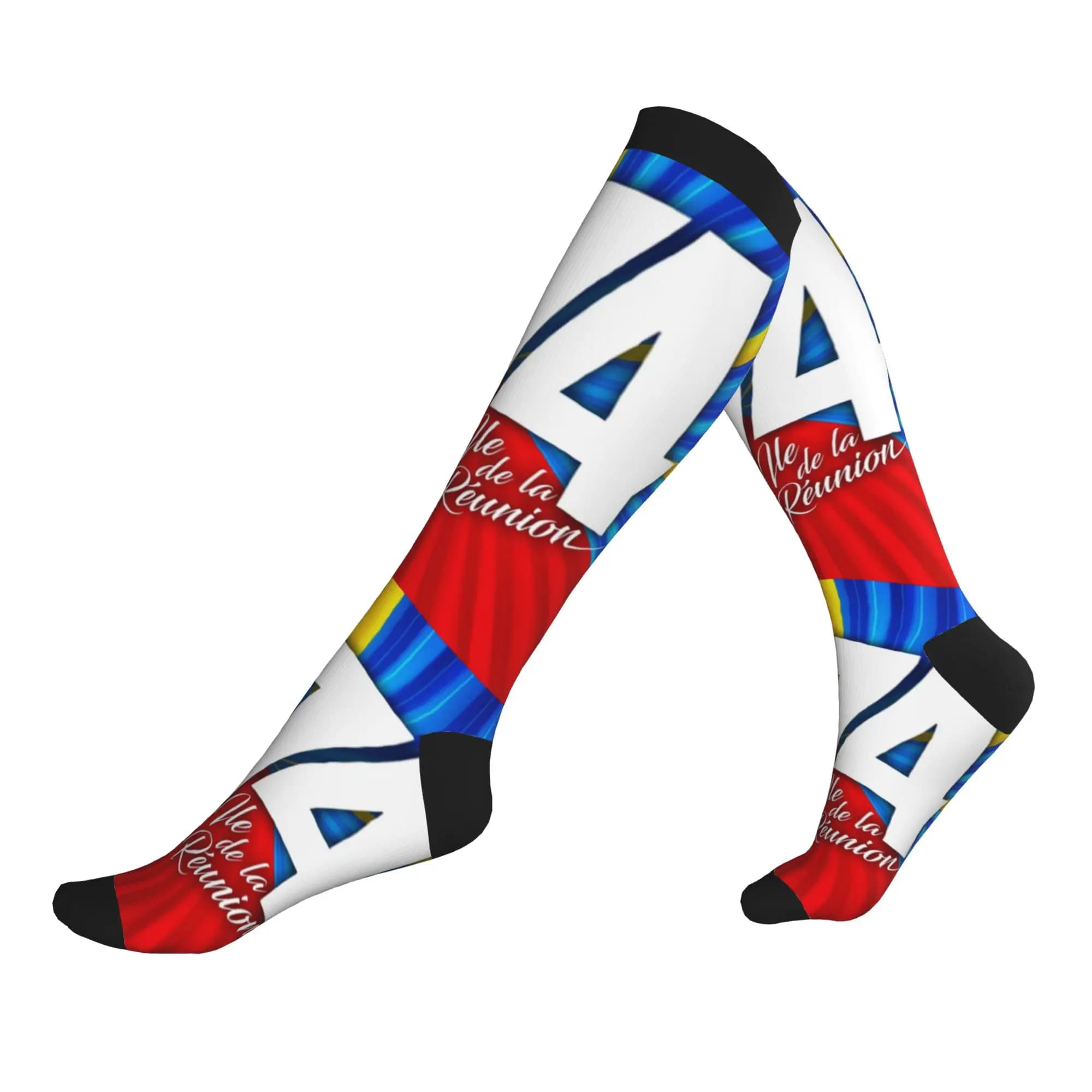 Calzini eleganti da uomo 974 Reunion Island Signature 7 Maveli R, comodi e caldi, calzini sportivi a compressione con stampa 3D, unisex