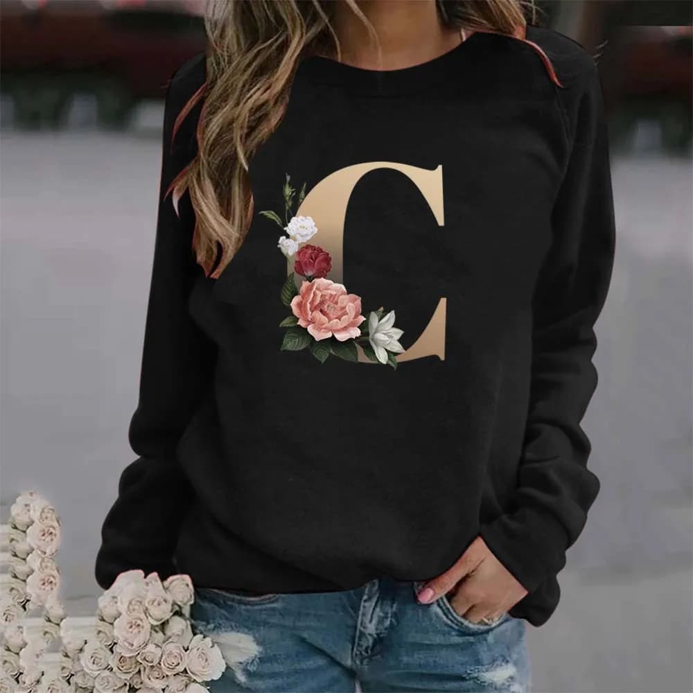 Felpa streetwear estetica da donna 24 lettere inglesi stampate girocollo con cappuccio per ragazze casual confortevole street style