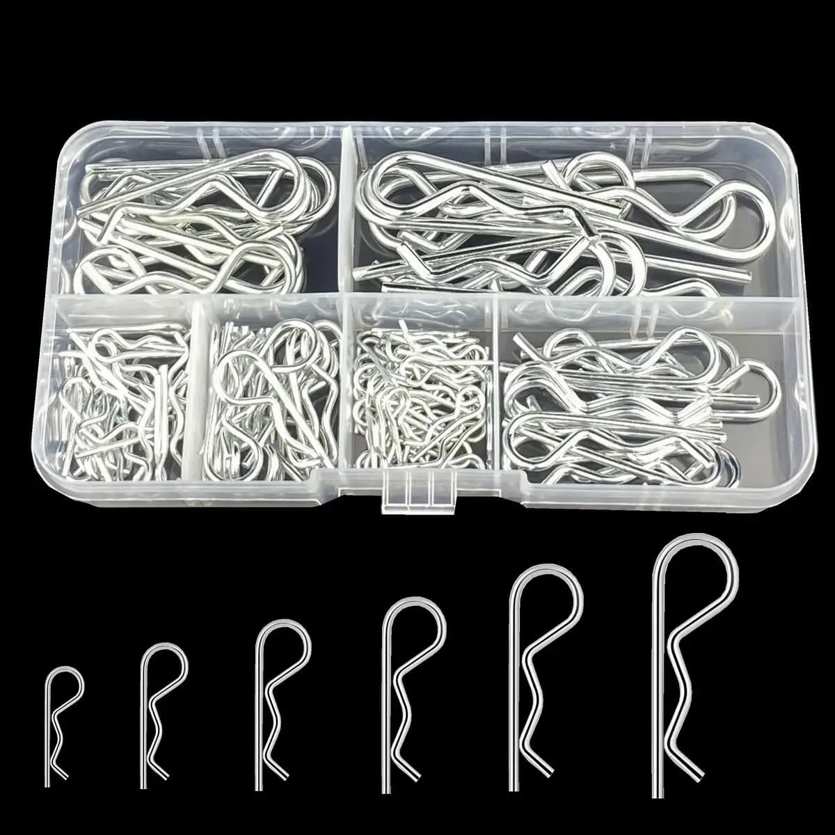 100/125Pcs R-Type Cotter Pins Set KIt Wave Latch Bolt Locking Split Clip Hitch Pins M1 M1.2 M1.5 M1.8 M2 M2.5 M3 Sorted In Box
