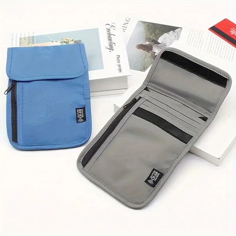 1 Borsa Portatile in Nylon RFID per Documenti di Viaggio, Carte, Passaporti, Portafogli e Archiviazione Documenti