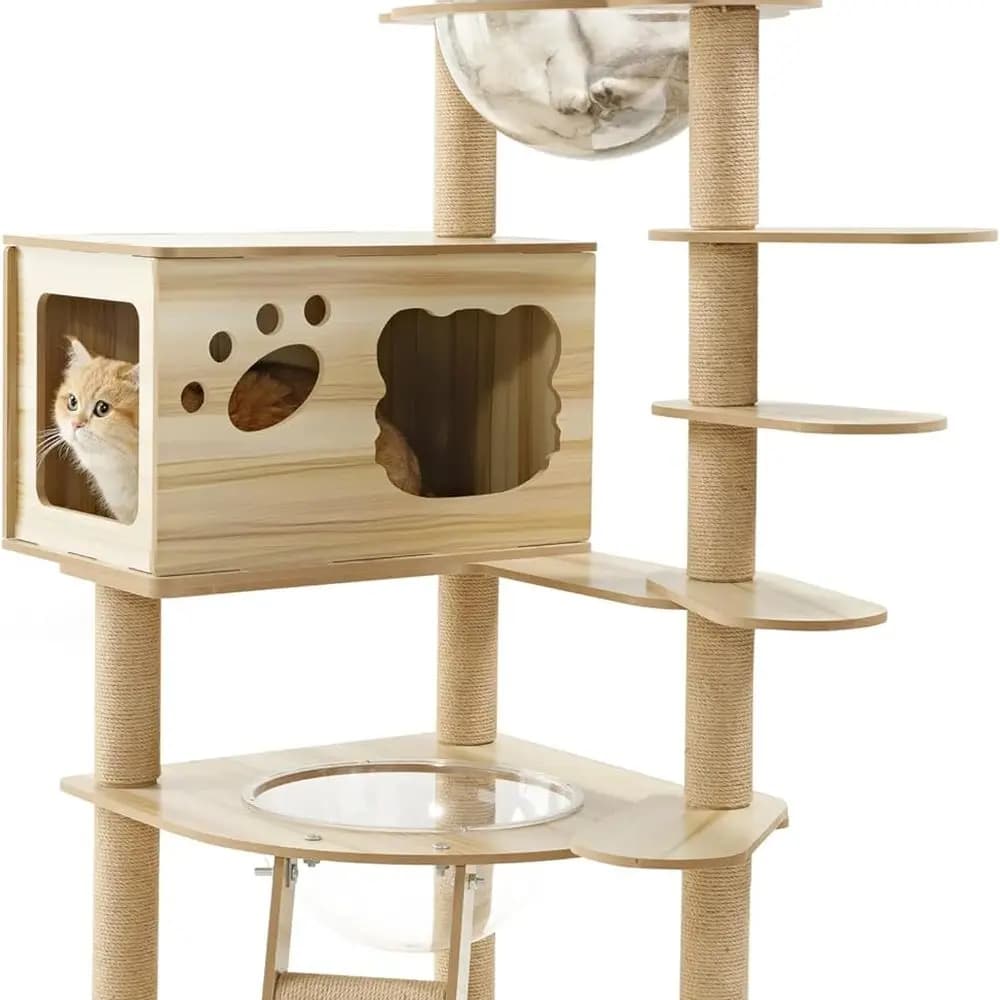 EUREKA ERGONOMIC Albero per gatti grande da 52 pollici, torre per gatti in legno Torre per albero per gatti multilivello per gatti da interno Grande adulto con graffio