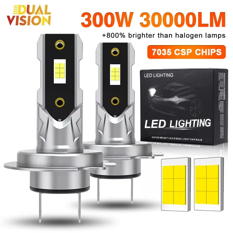 30000LM H7 LED headlight kit Mini bulb 300W CSP 7035 for car headlights Auto Fendinebbia Canbus H7 Led Turbo Automobile 12V 6000K