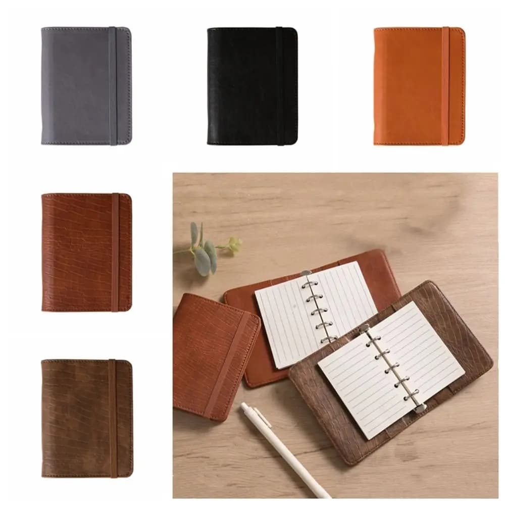 Agenda in Pelle A8 Semplice, Taccuino Portatile con Pagine Bianche, Mini Diario Planner da 80 Fogli, Quaderno a Fogli Mobili per Studenti