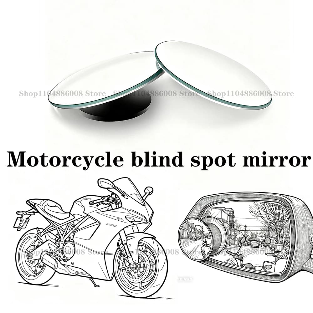 Motorcycle Blind Spot Rear View Mirror Wide Angle Adjustable Small Round Mirror 360° Rotation Car Reverse Auxiliary Rearview