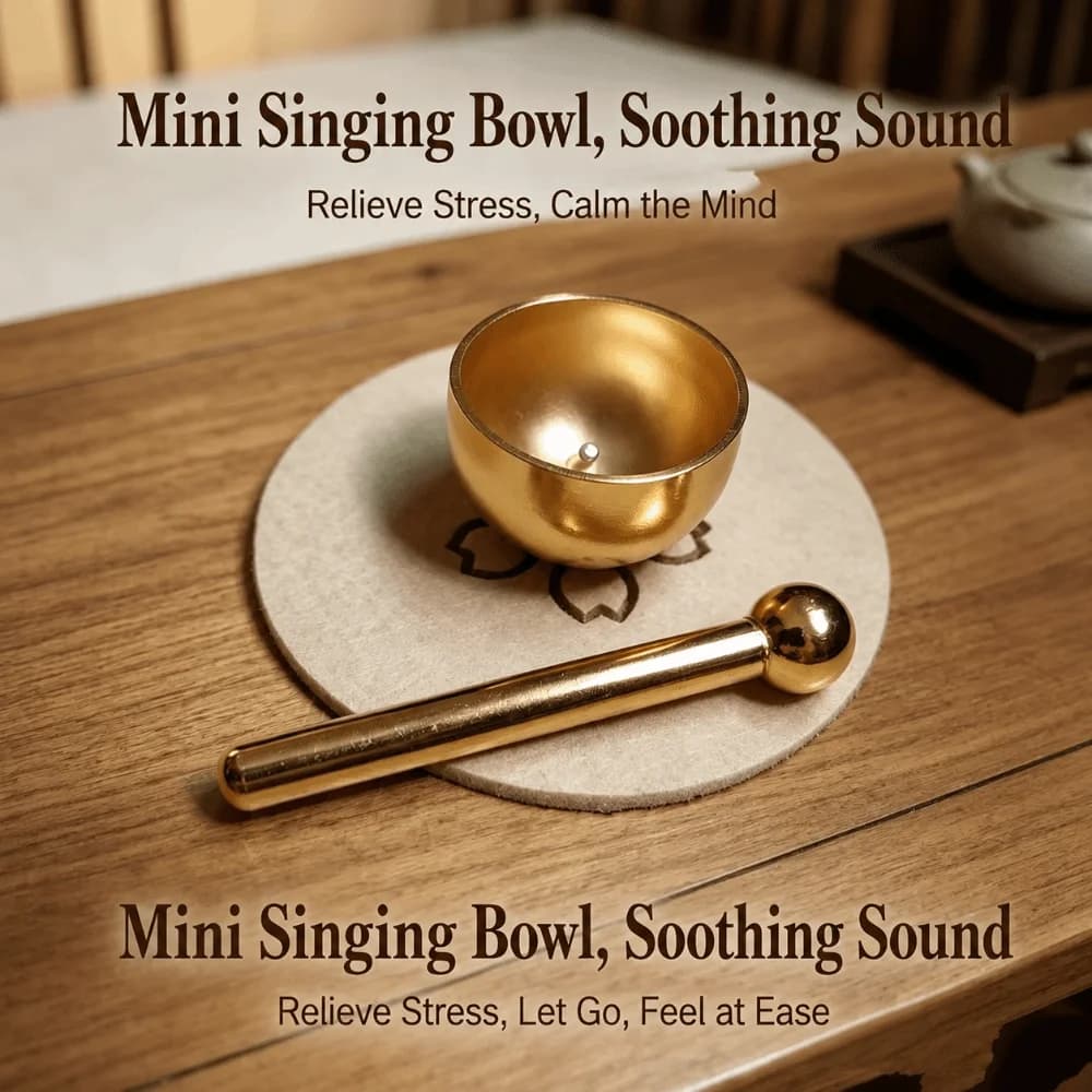 Mini Singing Bowl Set Handmade with Mallet and Ball Meditation Sound Bowl Relaxing Sound Brass Copper Chant Bowl