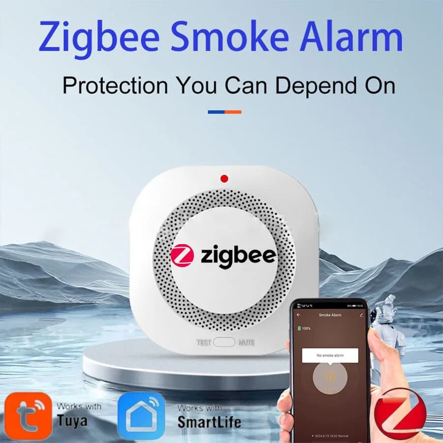 Allarme domestico: Tuya ZigBee Rilevatore di fumo intelligente Protezione di sicurezza Allarme di fumo Protezione antincendio per la sicurezza domestica tramite app Smart Life