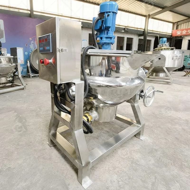 Bollitore Miscelatore industriale Torrone Caramello Succo di zucchero bollente Giacca riscaldante elettrica Mescolando pentola di zucchero