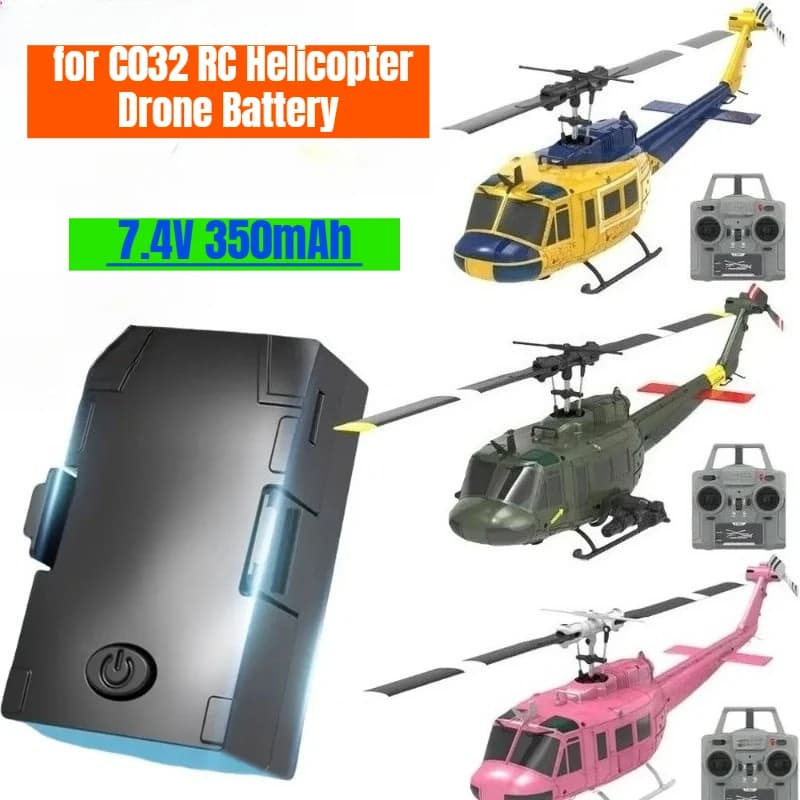 Batteria LiPo da 7,4 V 350 mAh 2,59 Wh per batteria drone elicottero C032 RC