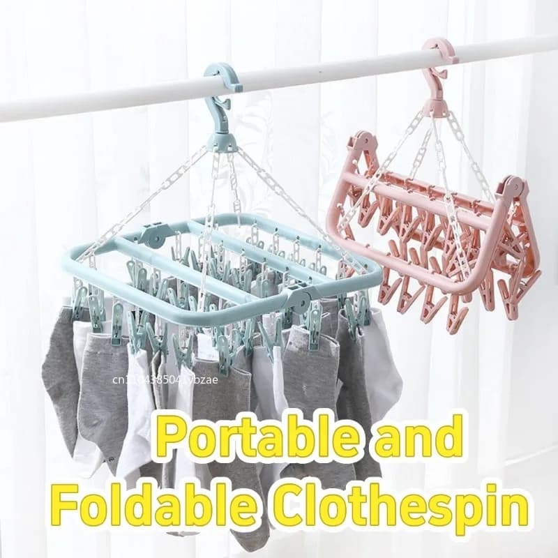 32 clip folding dryer clothes coat hangers windproof underwear banner for home children adult storage whitewasher
