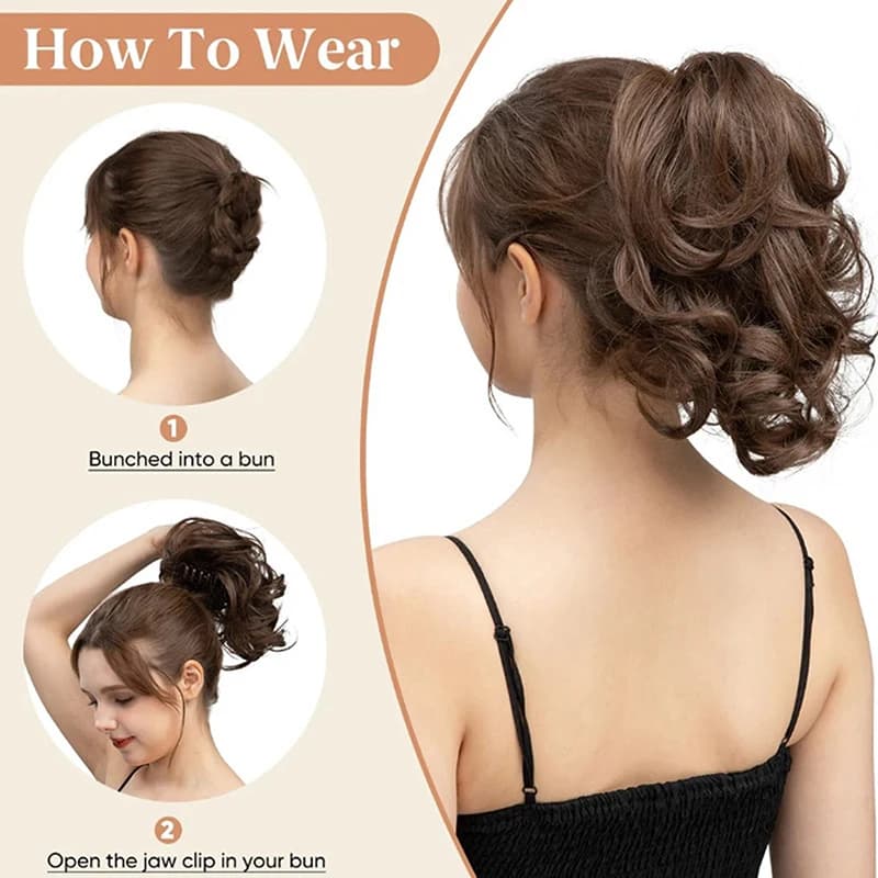 Coda di cavallo sintetica corta e riccia con clip a griffe, extension per capelli, graziosa parrucca per donna, coda di cavallo sintetica