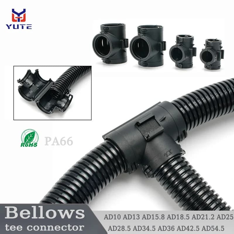 1/10PCS Tubo corrugato in plastica a tre vie a forma di T Cablaggio per auto apribile Fascetta uguale diametro riduttore shunt cavo a tre vie