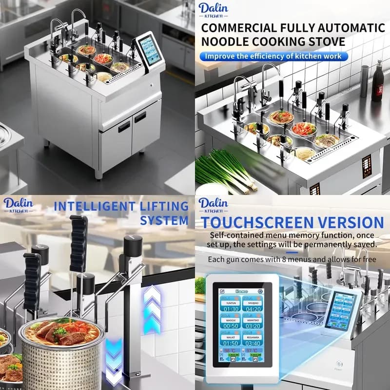2026 Commercial 3 Heads 6 Heads Noodle Cooker Machine Ramen Noodle Cooker Electric Pasta Cooker Instant Noodles Automatic