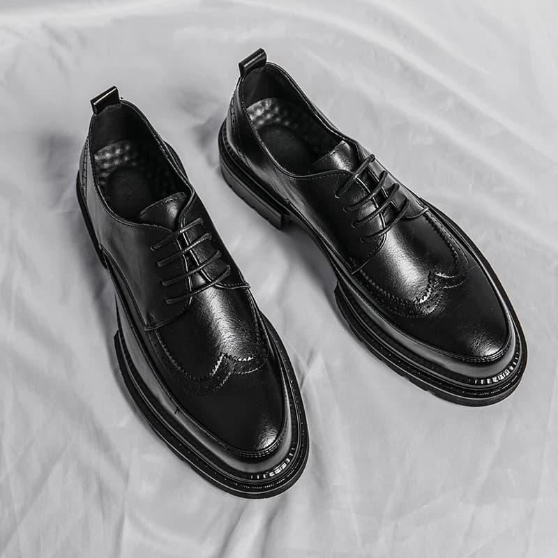Scarpe derby da uomo PU tacco basso tinta unita comode scarpe classiche da uomo formali da lavoro