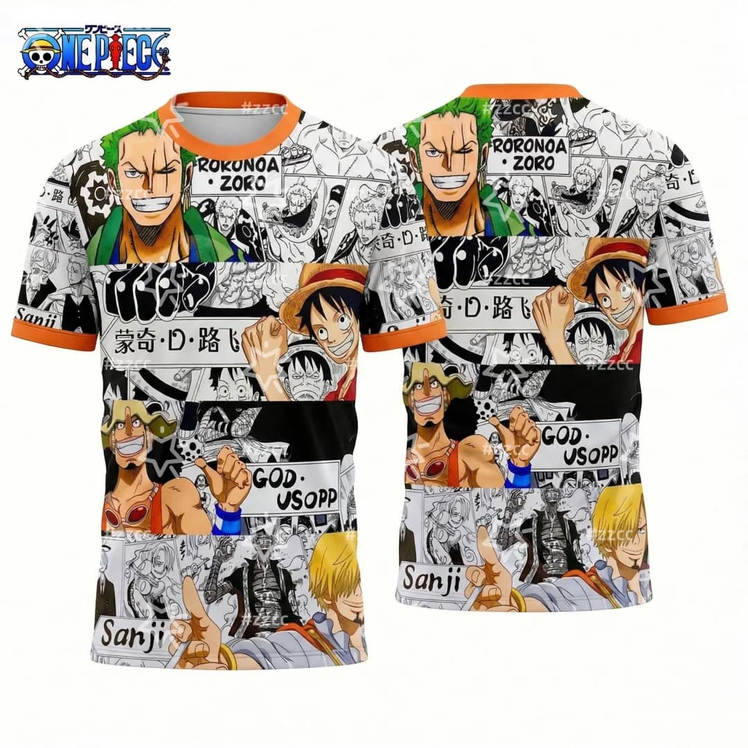 Maglietta Grafica One Piece 2026, Maglia da Calcio Anime Giapponese, T-Shirt Sportiva ad Asciugatura Rapida per Uomo, Abbigliamento per Bambini, Top per Donna