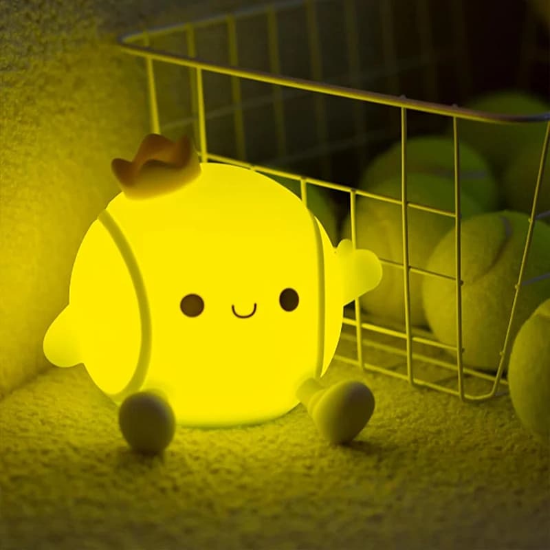 Cute Tennis Night Light Silicone Nursery Sleeping Lamp Touch Control Nightlights USB Rechargeable Table Lamp for Baby Child