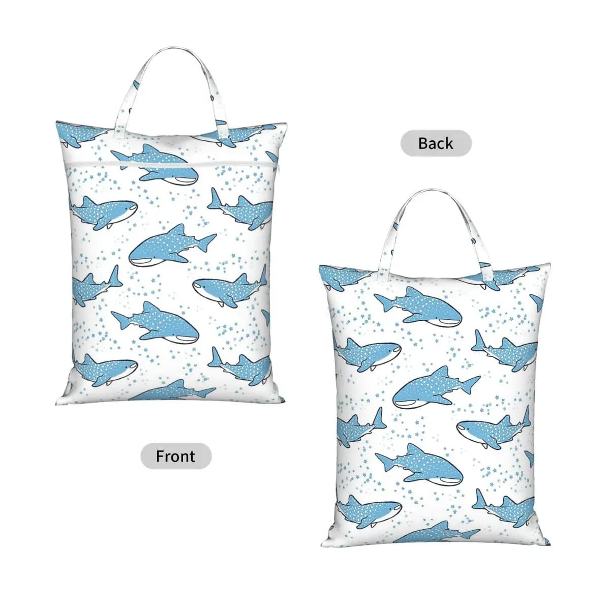Starry Whale Sharks Travel Laundry Bag Waterproof Reusable Dirty Clothes Pouch Gym Yoga Vacation Washing Basket