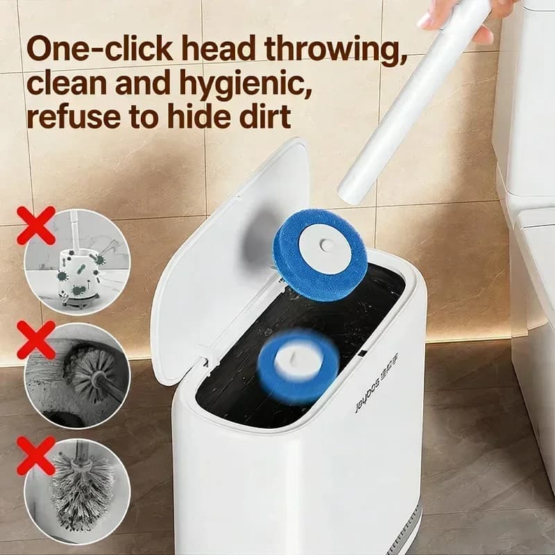 Disposable Toilet Brush Wall-Mounted Set with Replacement Heads Odorless Disinfecting Brush for Bathroom Deep Cleaning