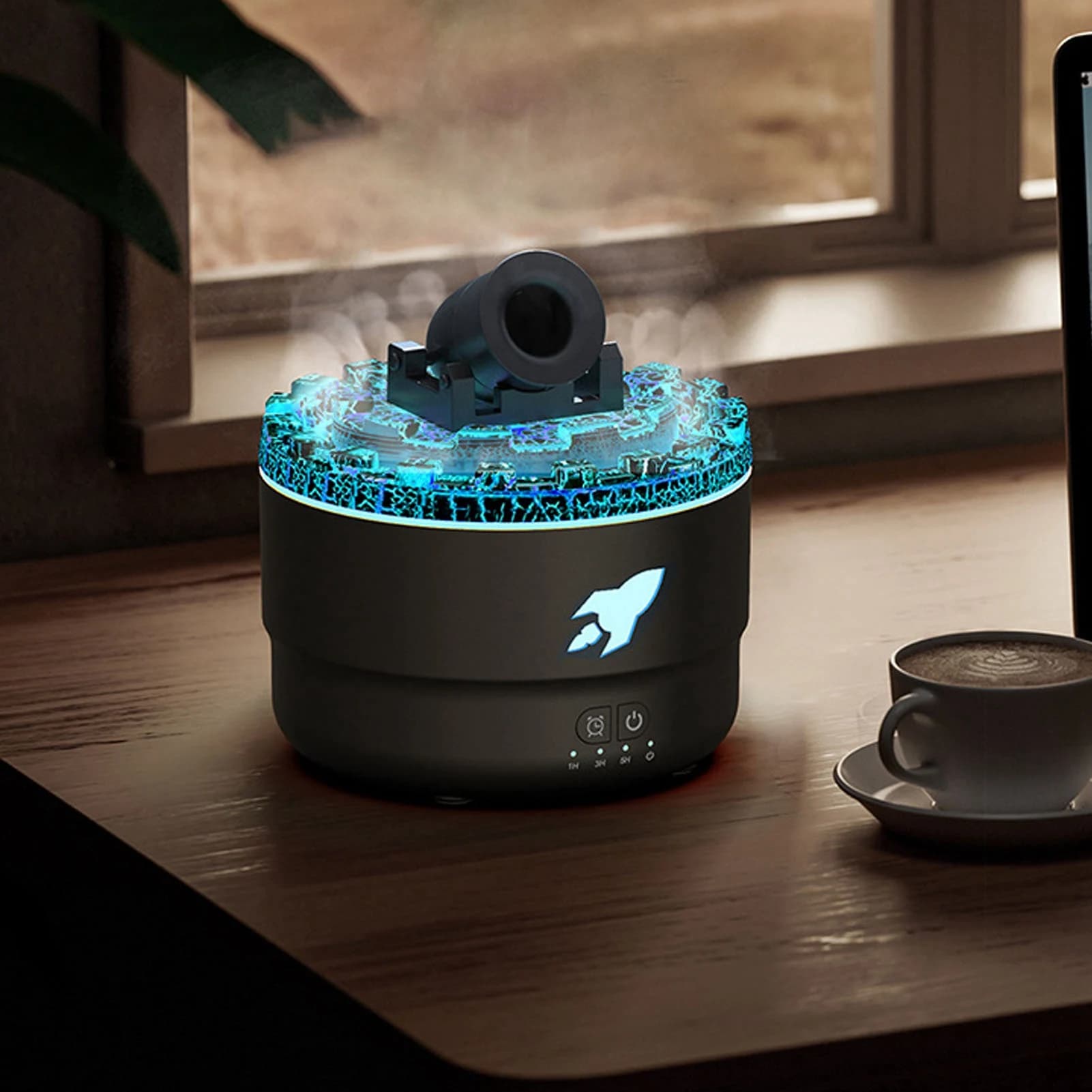 Mini umidificatore Lava 7 colori Diffusore di oli essenziali con nebbia fredda leggera Super silenzioso 4 impostazioni timer 300 ml per ufficio camera da letto (USA)