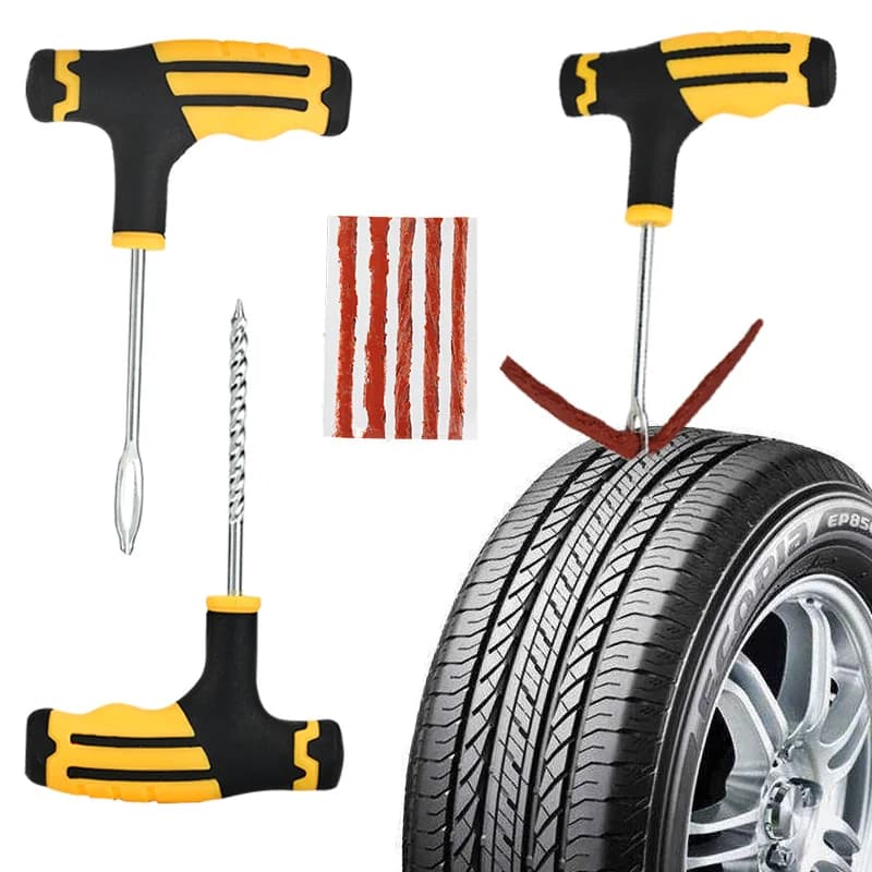 Strumenti per tappi per riparazione pneumatici per bici da auto con custodia, gonfiatore per pneumatici Strumento per trapano ad aria portatile Kit di riparazione per foratura pneumatici Striscia di colla
