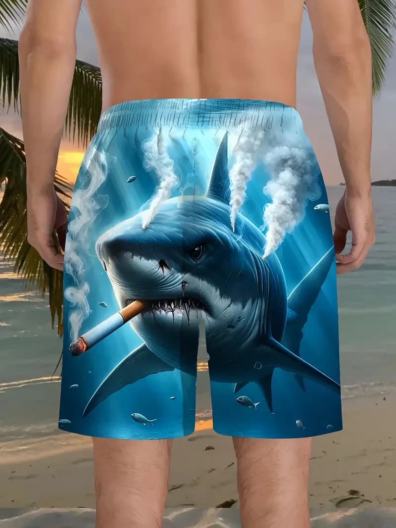 Men's Beach Shorts 3D Shark Print Swimming Shorts For Men New Summer Street Wear Quick Drying Harajuku Y2k Trunks Dropshipping