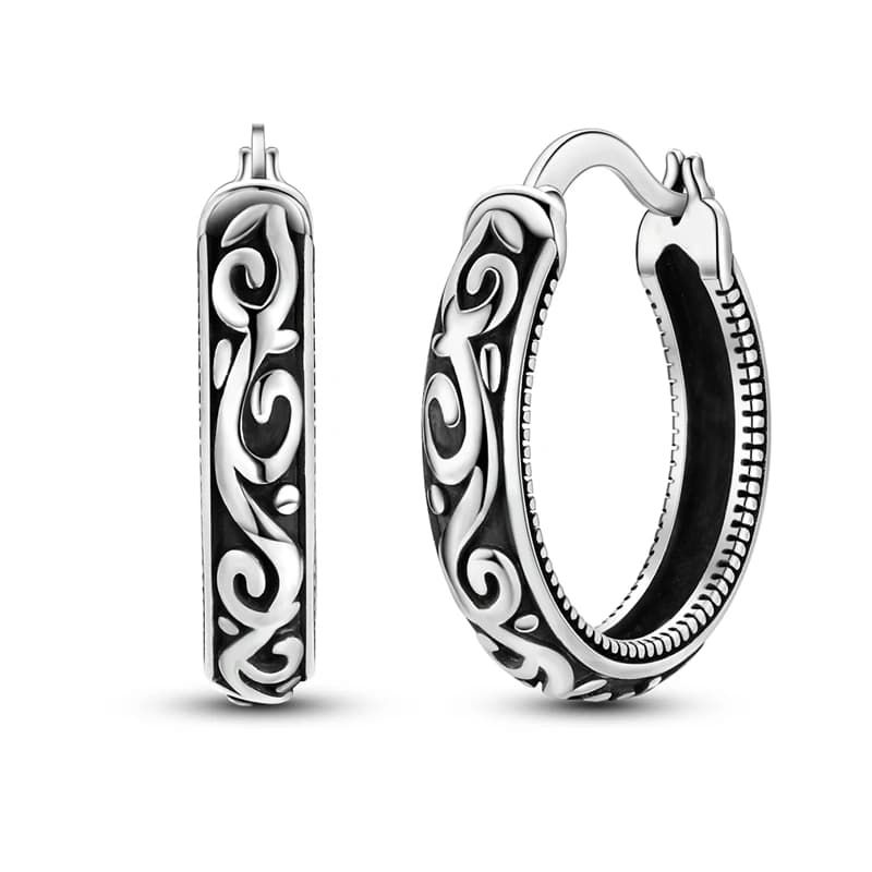 925 Sterling Silver Earrings Women Sparkling Vintage Scroll Pattern Hoop Earring For Anniversary Wedding Jewelry Gifts