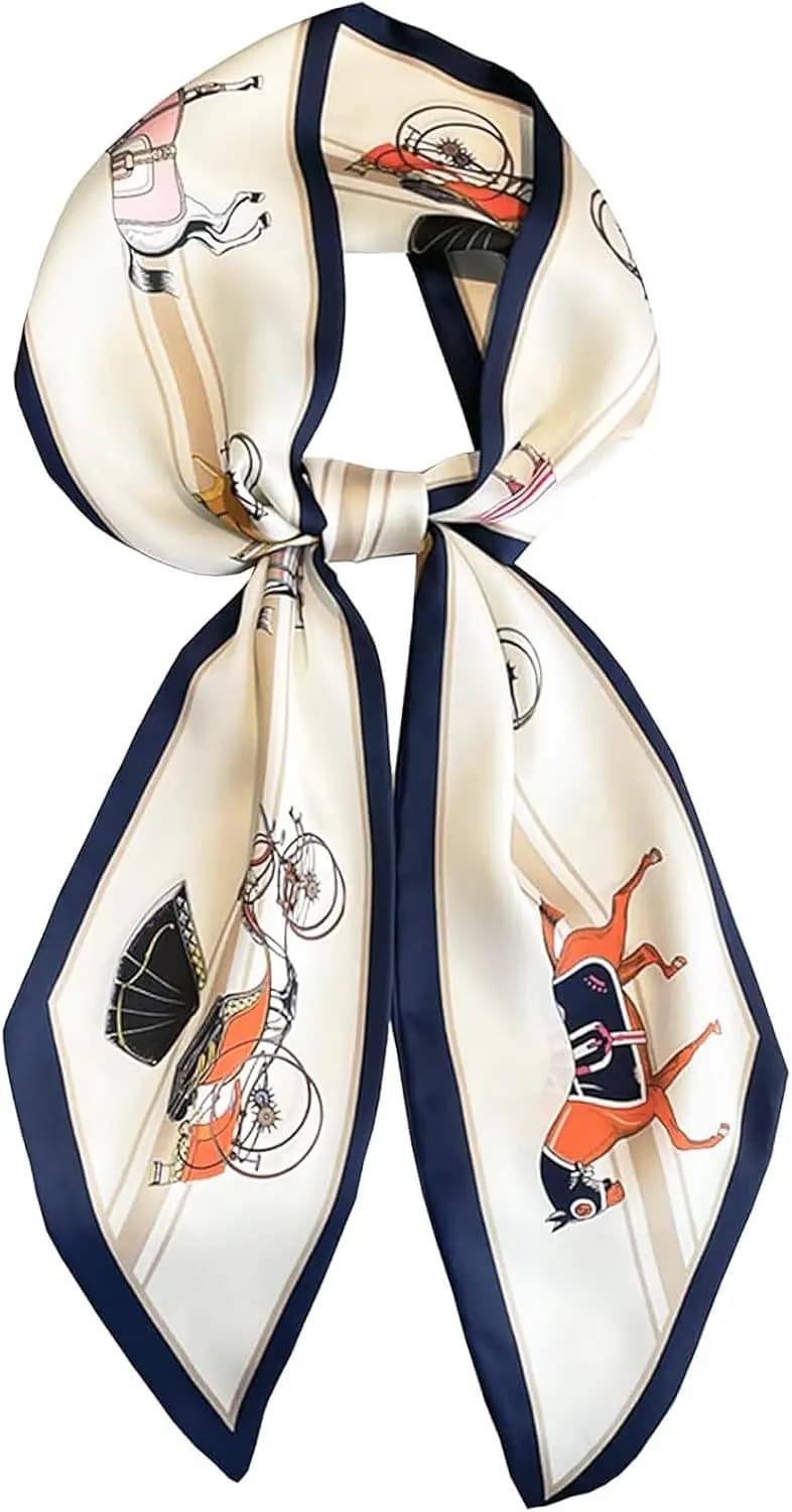 Sciarpa per la testa Sciarpe per il collo dei capelli per le donne Borsa Borsa Sciarpe per borse Foulard in raso lungo e sottile setoso Moda