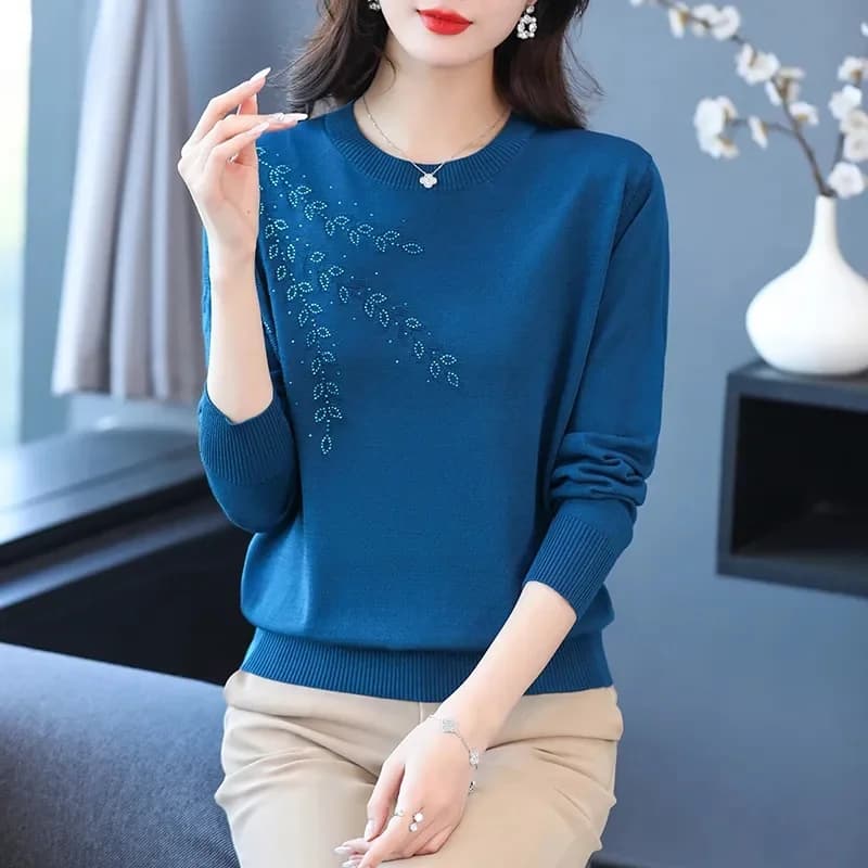 2025 Primavera Autunno Nuovo Maglione Delle Signore Coreano Cappotto Allentato Maglia Che Basa La Camicia Delle Donne Girocollo Sottile Pullover di Grandi Dimensioni 6XL Top