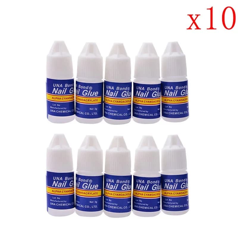 Set Of 10 Glue For False Nail Art Decoration Tips Fast Drying Acrylic Manicure Tool
