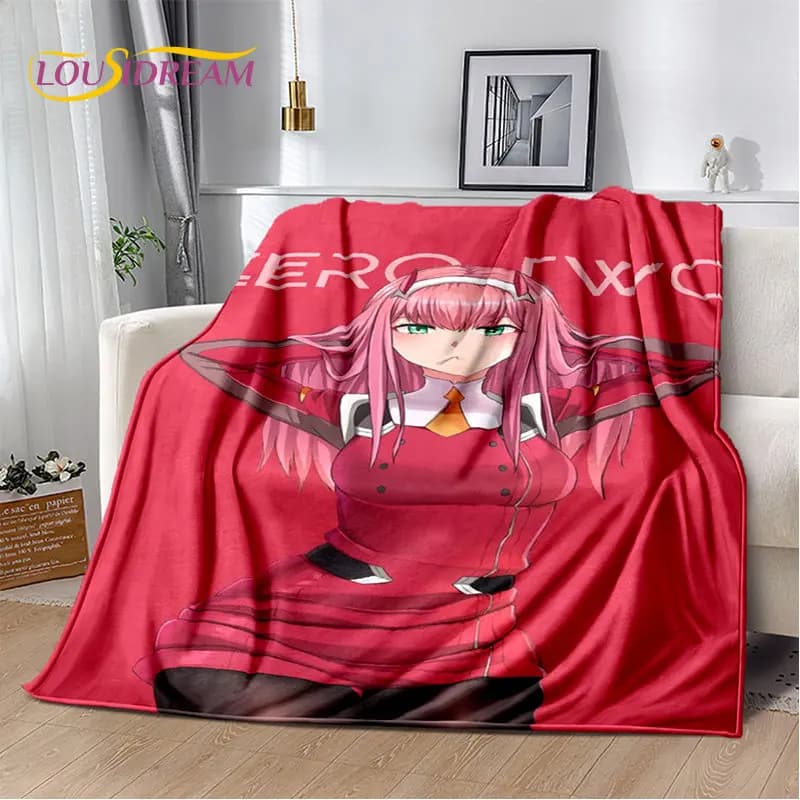 Zero Two DARLING In The FRANXX morbida coperta di peluche, coperta di flanella coperta per soggiorno camera da letto divano letto copertura da Picnic 3D