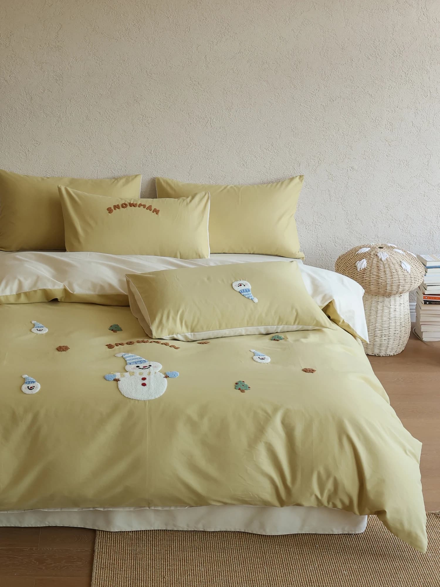 Bed linen set in Pure Cotton Style Carton, Four Pieces, Bathroom towel 18M, Embroidered bed, Bed linen Autumn-Winter