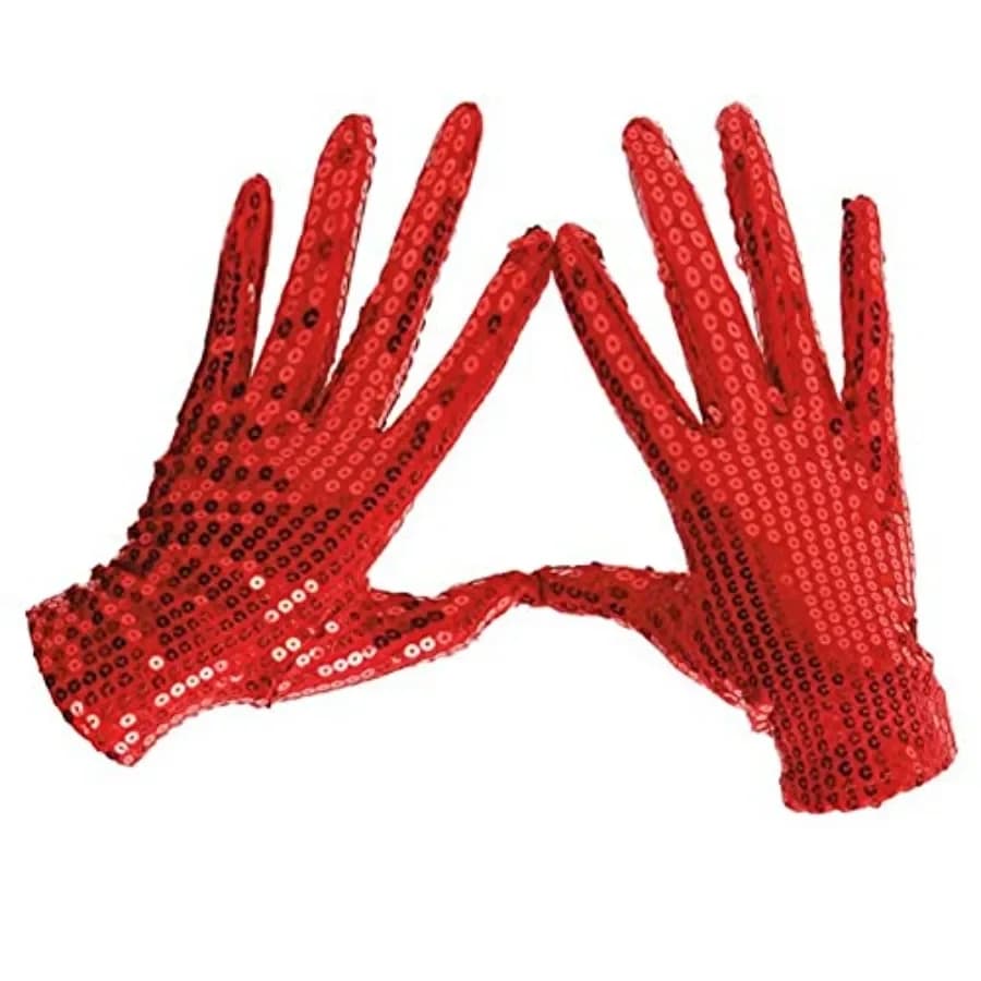Adults Sparkling Sequin Dance Gloves Costume Halloween Glitter Short Gloves