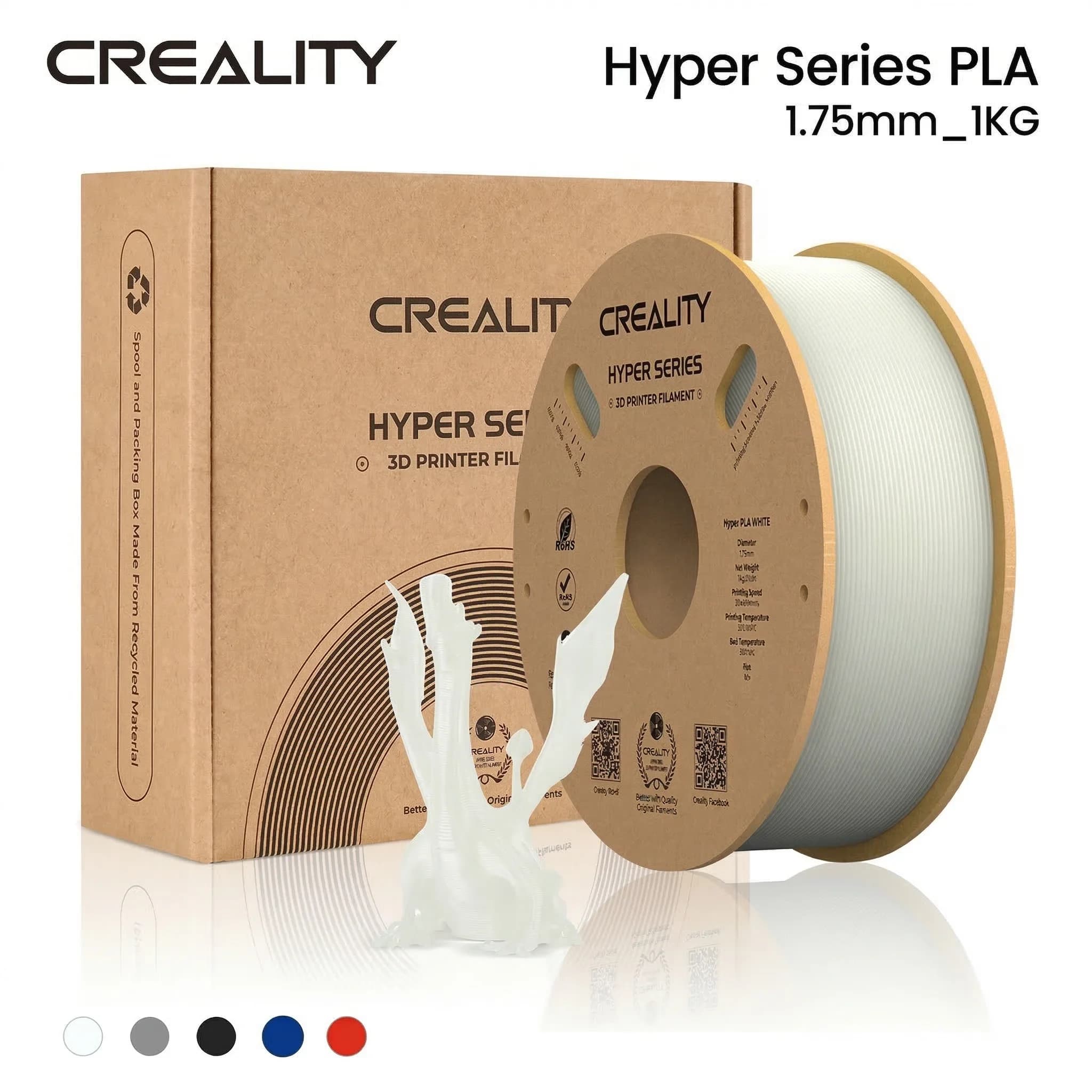CREALITY Hyper Series PLA Filament 1.75mm High Flow Fast Cooling High Precision for FDM 3D Printers Fast Shipping Big Sale