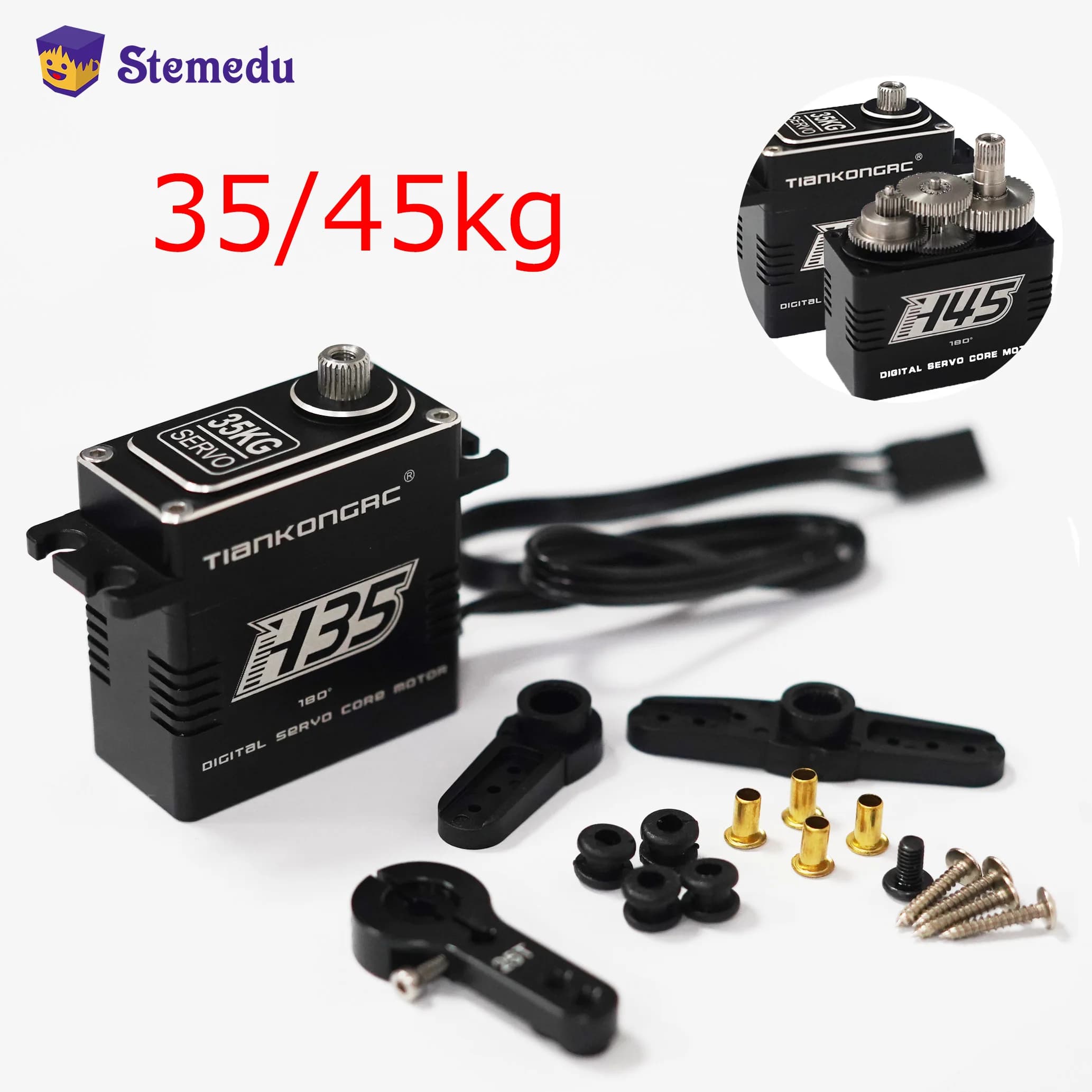 8.4V 35kg 45kg.cm 75g 0.12S/60 ° motore Coreless ad alta coppia Servo ingranaggio in acciaio tutta la cassa CNC impermeabile per elicottero RC modello di auto