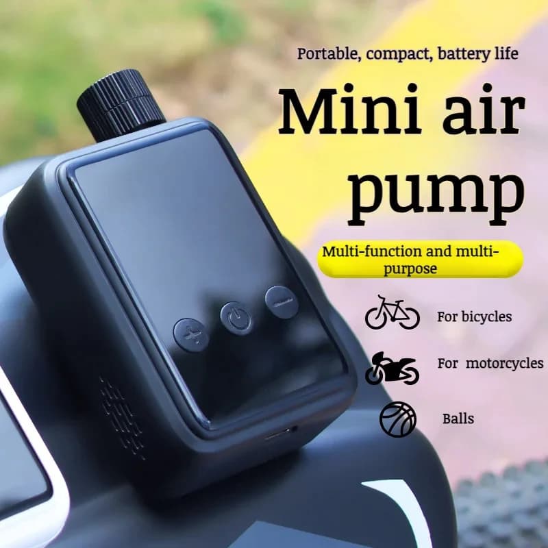 Mini Bicycle Pump, Electric Bicycle Pump with Digital LCD Pressure Gauge, Ultra Small 120 PSI Bicycle Air Pump, 500 mAh, Type-C