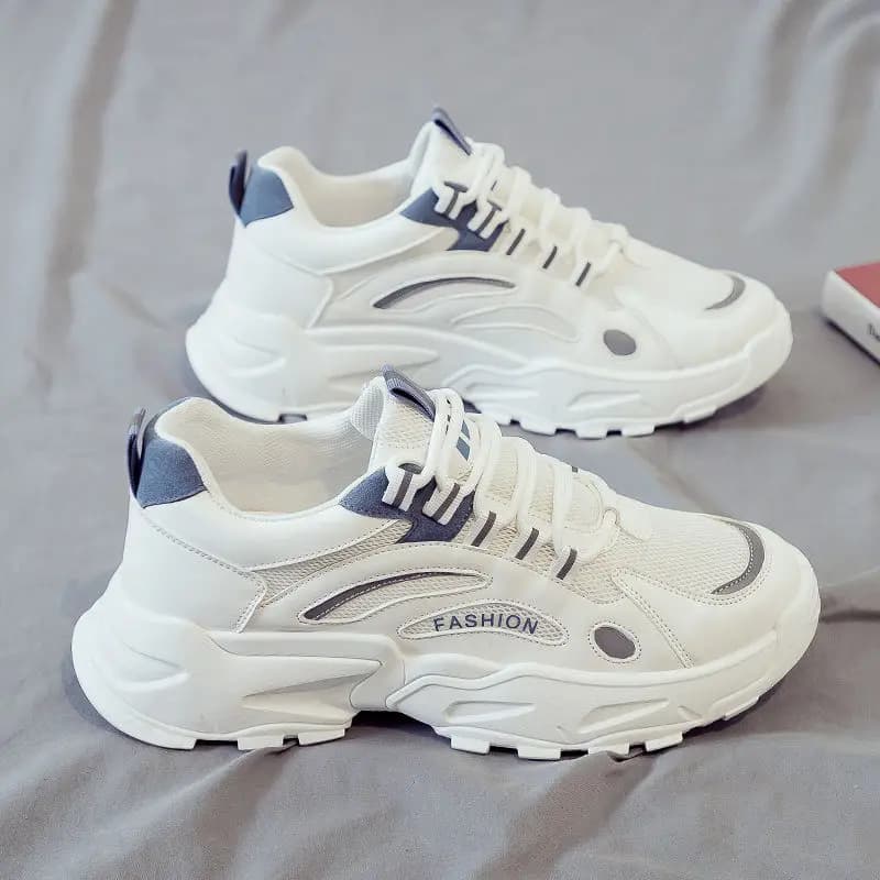 Scarpe da Corsa Traspiranti da Uomo, Stile Casual 'Dad', Sneakers Bianche Trendy Primavera-Autunno, Stivaletti in Pelle PU