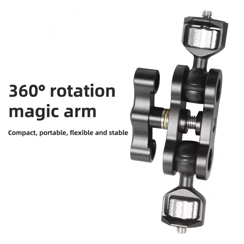 BEXIN TM-5 Braccio magico articolato con doppia testa a sfera per treppiede Clip per telefono Vite da 1/4" per microfono monitor LCD a luce LED