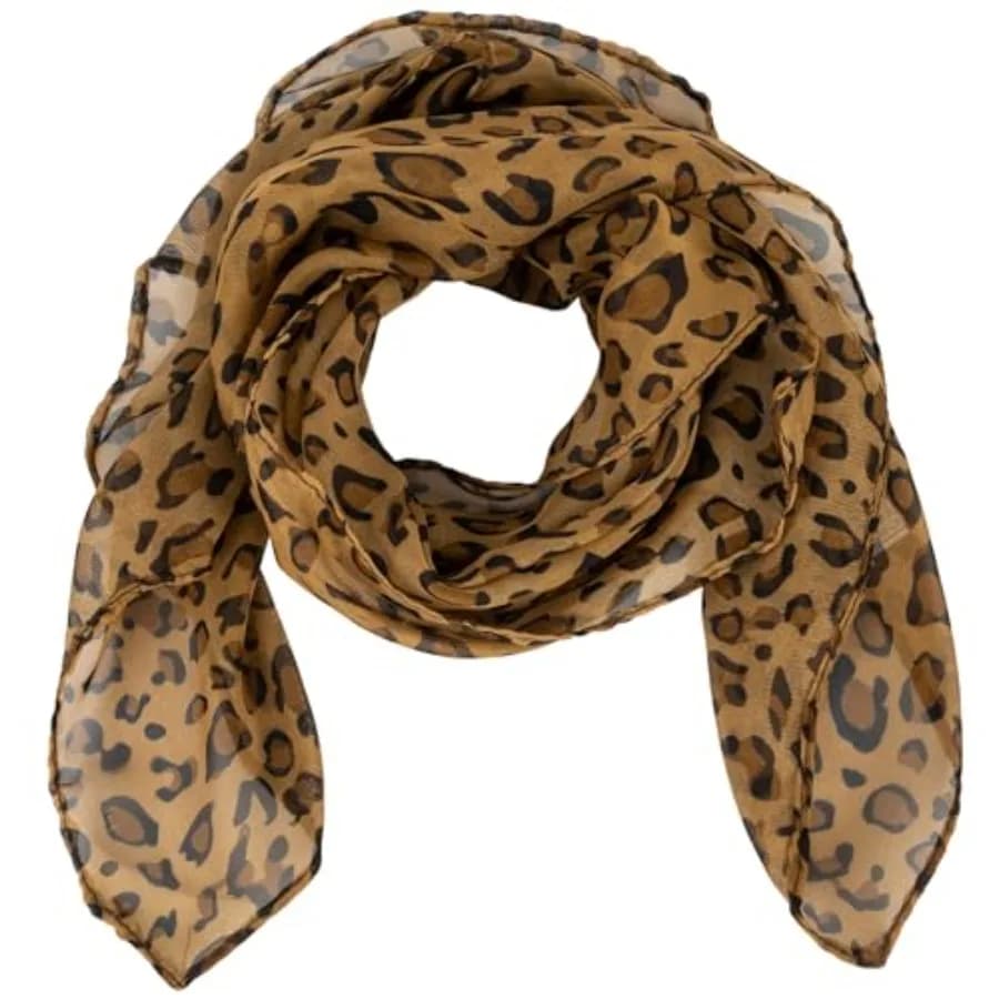 Sciarpe leggere con stampa leopardata Mealah per donna, 27,5 × 27,5 pollici, elegante sciarpa quadrata da avvolgere sul collo, sciarpa per la testa