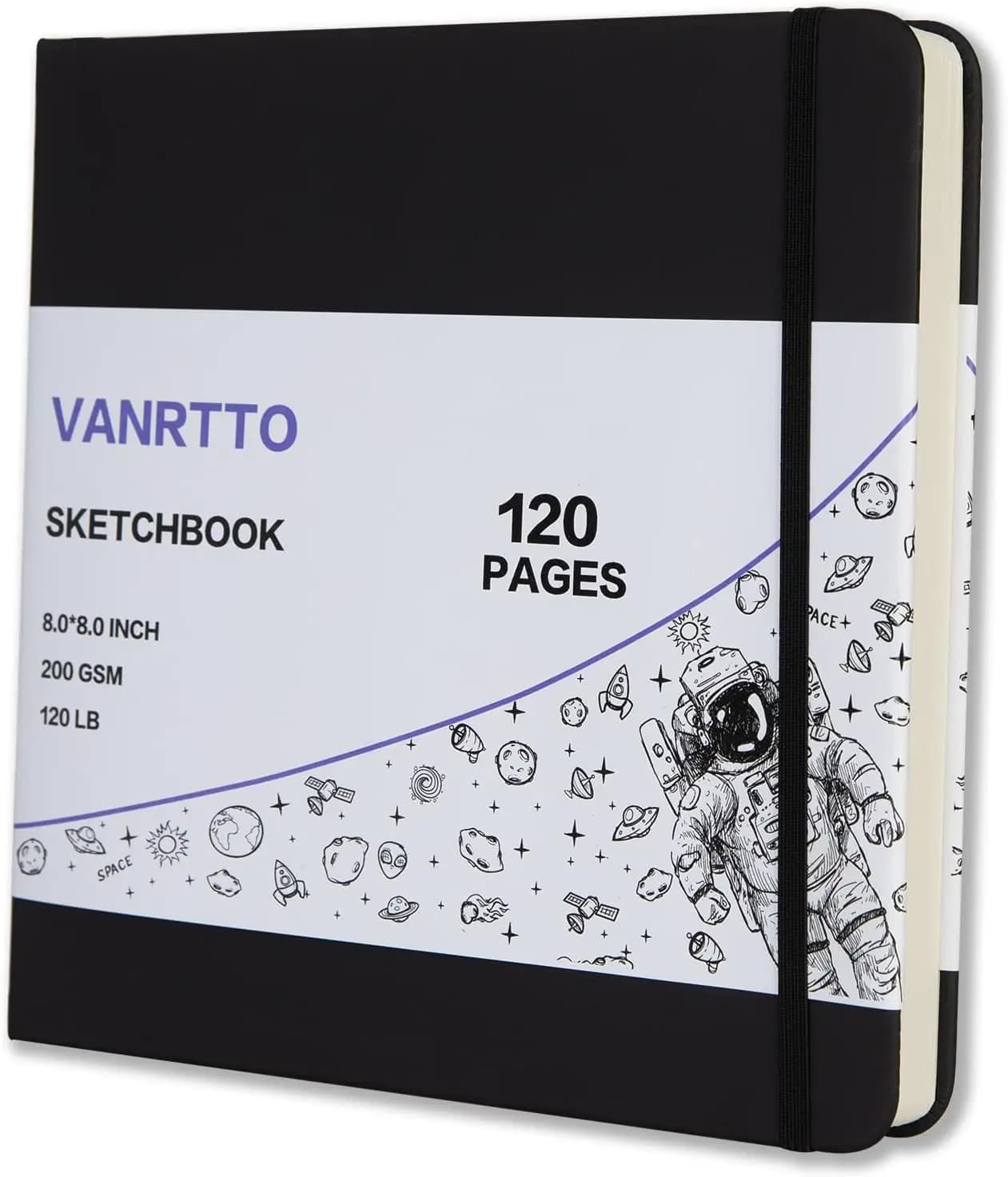 Hardcover Square Sketch Book, 200GSM Thick Paper, 60 Sheets/120 Pages, 8x8 Inch for Marker, Watercolor, Pencil
